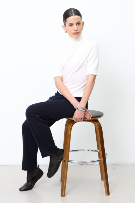 Трикотажні штани зі 100% вовни мериноса темно-сині