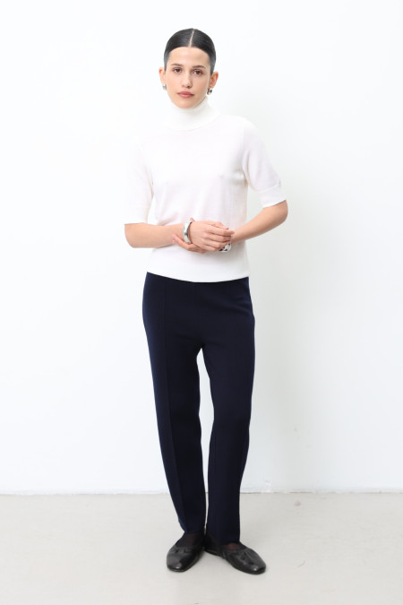 Трикотажні штани зі 100% вовни мериноса темно-сині