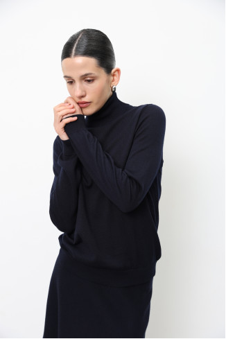 Гольф зі 100% вовни мериноса темно-синій