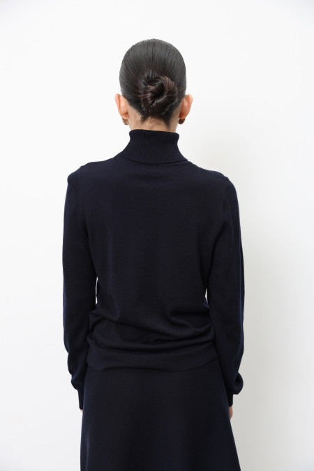 Гольф из 100% шерсти мериноса темно-синий