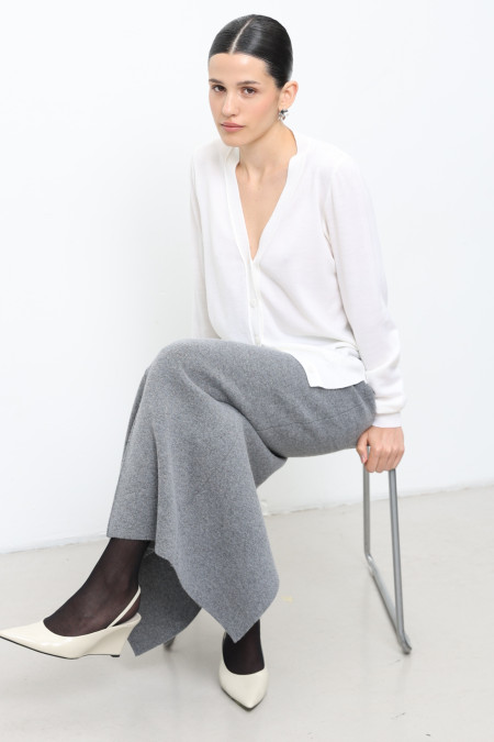 Длинная юбка из шерсти ягнят серая