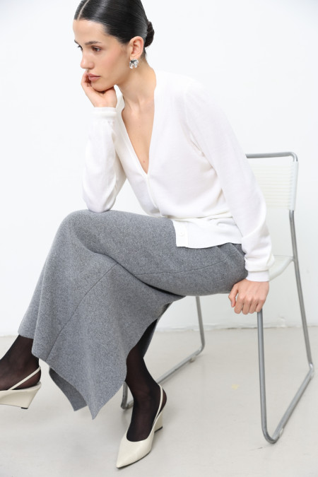 Длинная юбка из шерсти ягнят серая