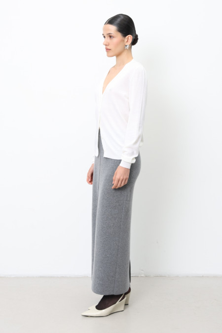 Длинная юбка из шерсти ягнят серая