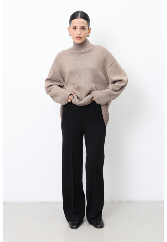 Прямі трикотажні штани з вовни чорні