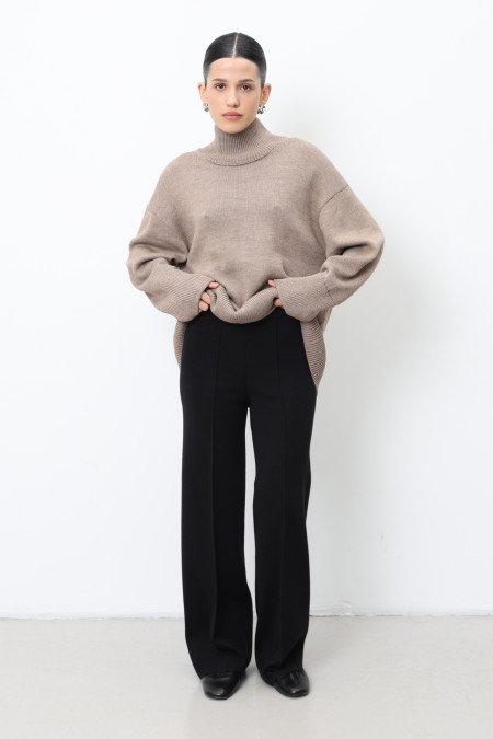 Прямі трикотажні штани з вовни чорні Прямі трикотажні штани з вовни чорні