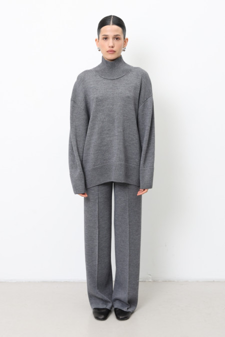 Прямі трикотажні штани з вовни сірі Прямі трикотажні штани з вовни сірі