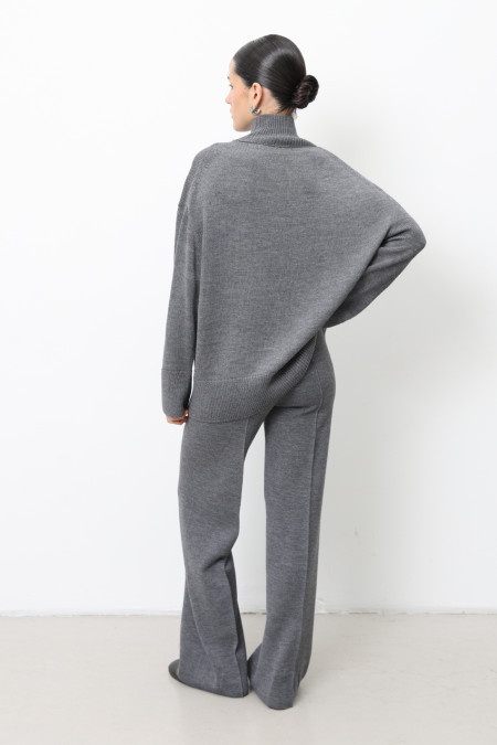 Прямі трикотажні штани з вовни сірі Прямі трикотажні штани з вовни сірі