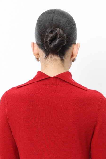 Міді-сукня з вовни ягнят темно-червона