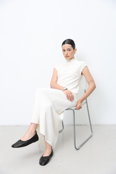 Off-White Sleeveless Lambswool Maxi Dress