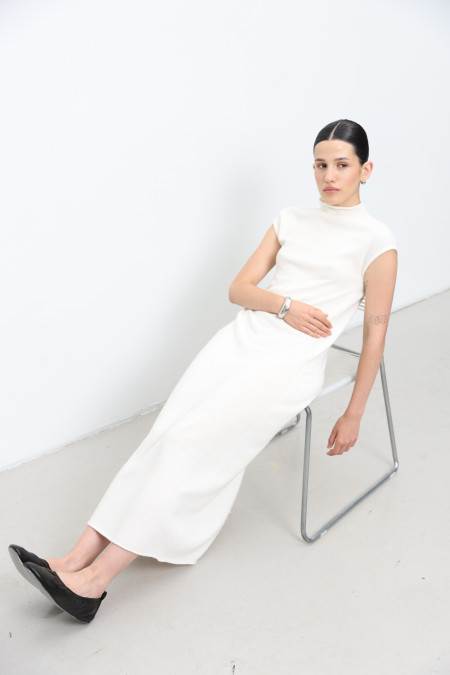 Off-White Sleeveless Lambswool Maxi Dress