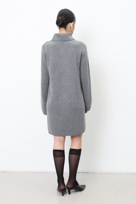 Трикотажна сукня-поло з вовни ягнят сіра
