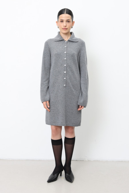 Трикотажна сукня-поло з вовни ягнят сіра