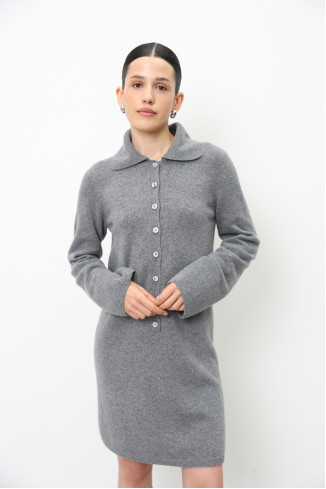 Grey Lambswool Polo Dress