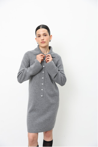 Grey Lambswool Polo Dress
