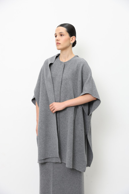 Grey Oversized Lambswool Poncho