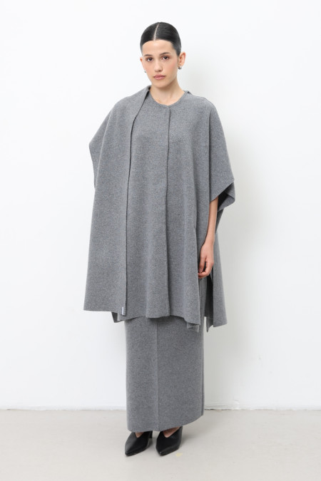 Grey Oversized Lambswool Poncho