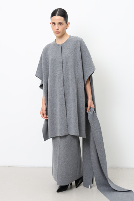 Grey Oversized Lambswool Poncho
