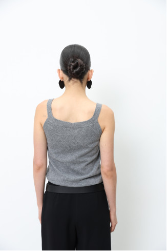Gray Lambswool V-neck Top