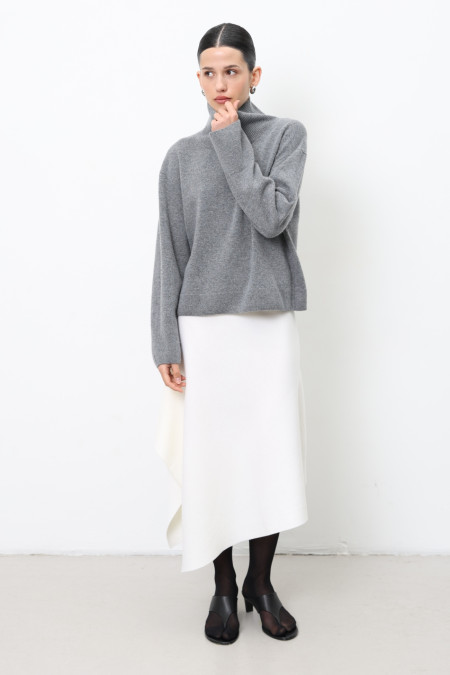 Grey Lambswool Oversized Cropped Sweater