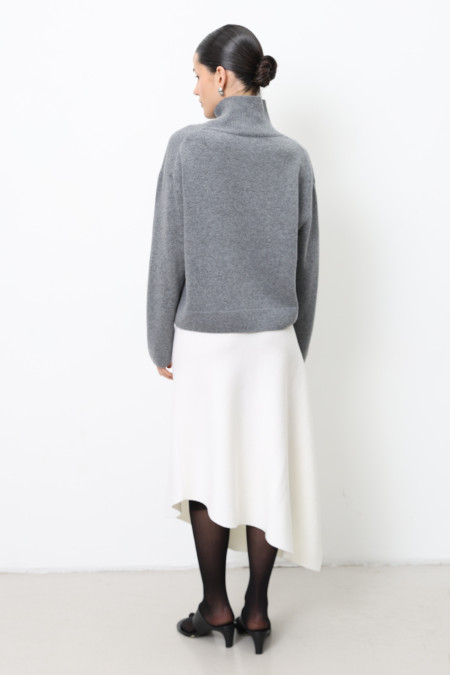Grey Lambswool Oversized Cropped Sweater