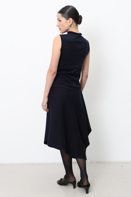 Топ із коміром-стійкою зі 100% вовни мериноса темно-синій