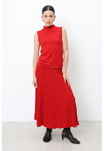 Спідниця з ефектом плісе зі 100% вовни мериноса червона