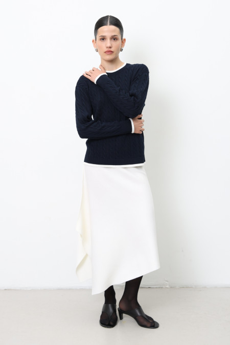 Джемпер з віскози з контрастною бейкою темно-синій Джемпер з віскози з контрастною бейкою темно-синій