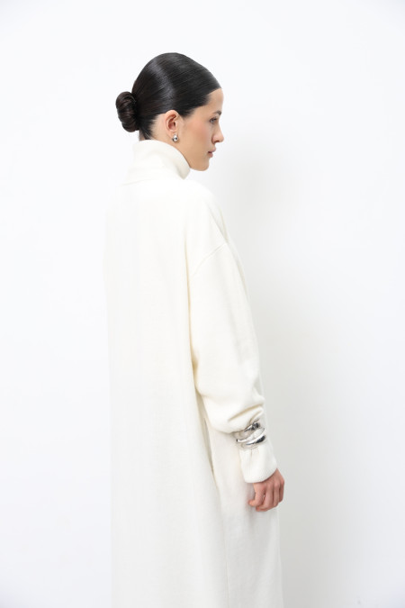 Long Off-White Lambswool Cardigan