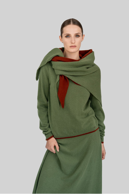 Хустка крупної в'язки з м'якої вовни ягнят полин