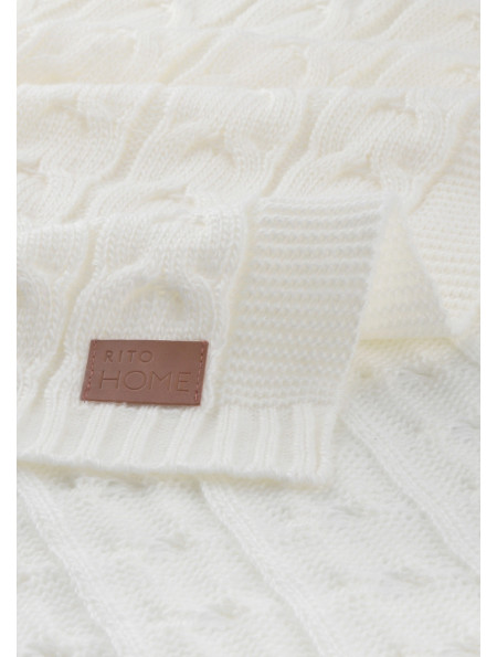 Off-White Cable Knit Throw Blanket 150x200 