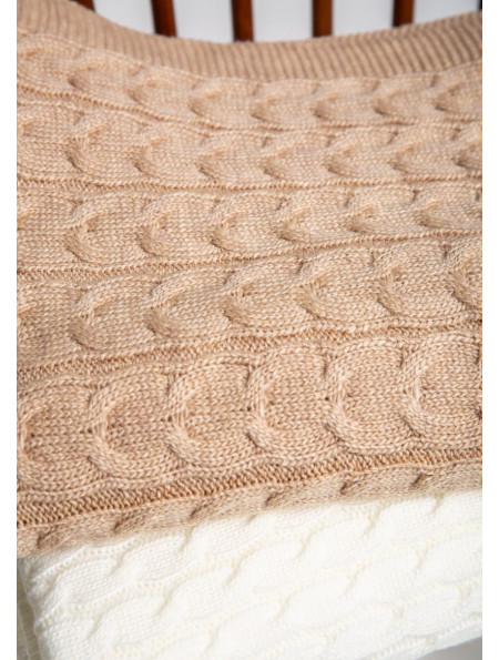 Off-White Cable Knit Throw Blanket 150x200 