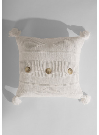 Cotton diamond-patterned knit pillow 45x45 white