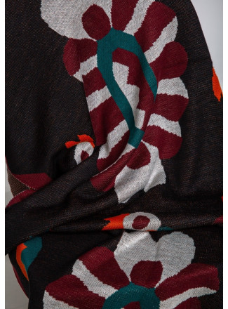Jacquard "Hutsul" knit throw blanket 80x200 cm black