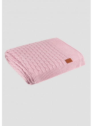 Cable knit throw blanket 150x200 pink