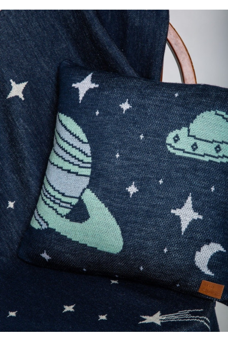 Жакардова подушка "Космос" 45х45 синя 