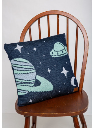 Jacquard "Cosmic" knit pillow 45x45 navy