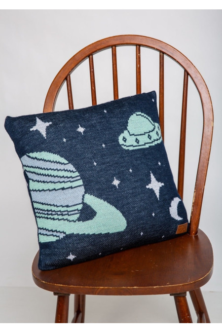 Жакардова подушка "Космос" 45х45 синя 