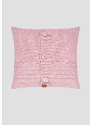 Подушка в'язана з візерунком «косичка» 45x45 рожева 