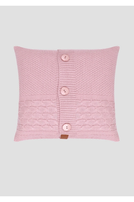 Подушка в'язана з візерунком «косичка» 45x45 рожева 