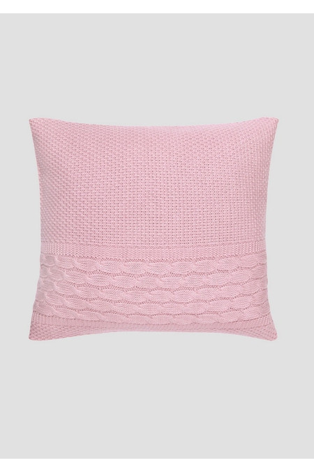 Подушка в'язана з візерунком «косичка» 45x45 рожева 