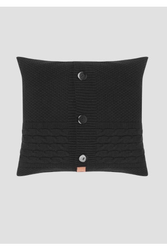 Подушка вязаная с узором «косичка»  45x45 чёрная