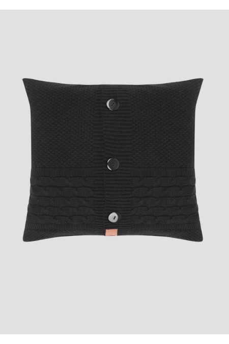Подушка вязаная с узором «косичка»  45x45 чёрная
