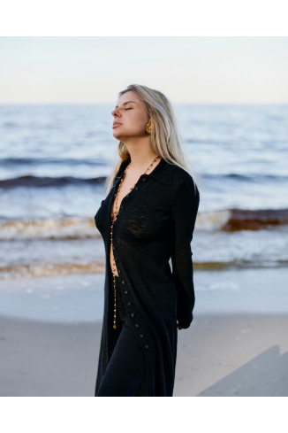 Длинный кардиган на пуговицах черный