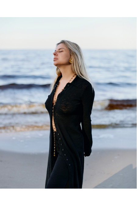 Довгий кардиган на ґудзиках чорний