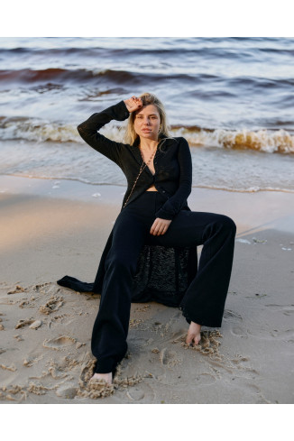 Длинный кардиган на пуговицах черный