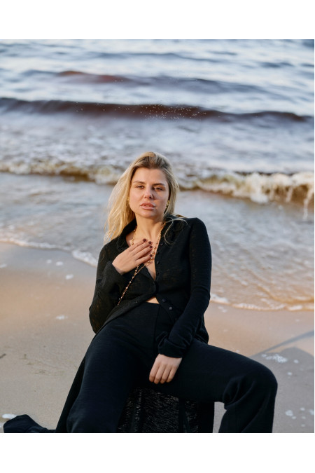 Довгий кардиган на ґудзиках чорний