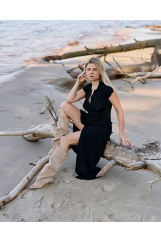 Длинное платье на пуговицах черное