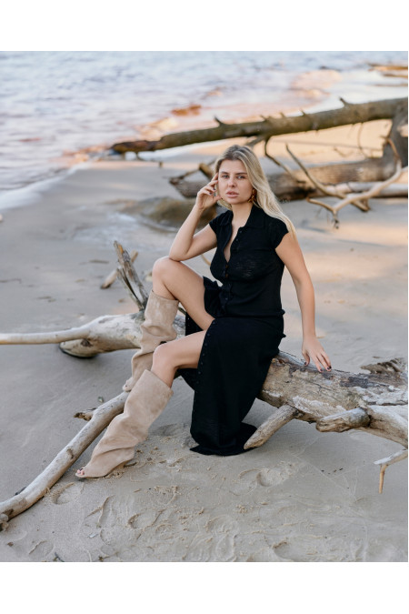 Long Black Button Down Dress