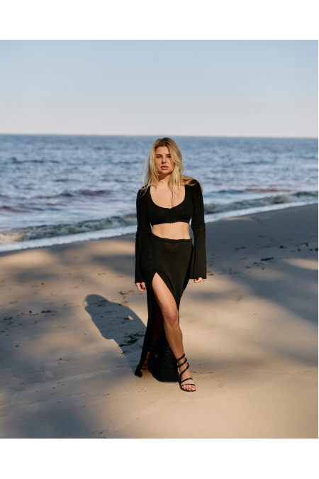 Кроп-топ з довгим рукавом чорний