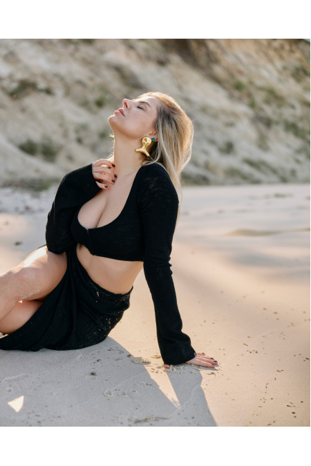 Кроп-топ з довгим рукавом чорний